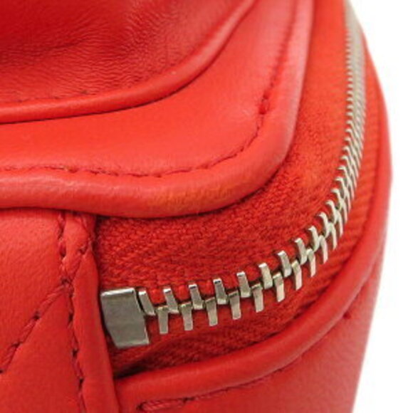 Chanel chain Shoulder Bag red coral leather pocket pochette classic - Picture 5 of 11